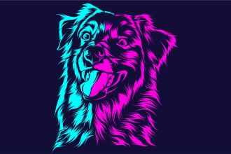 draw your pet into an neon style potrait