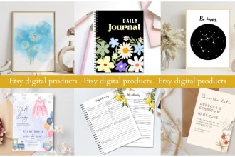 create etsy digital products, printable planner digital download to sell on etsy