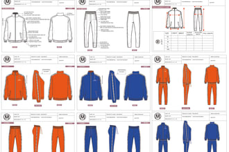 create activewear technical drawings and tech pack template
