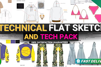create customized fashion technical sketches and tech packs