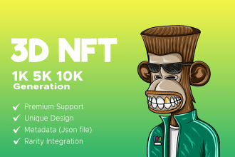 create a premium unique 3d nft art collection for opensea 1k 10k