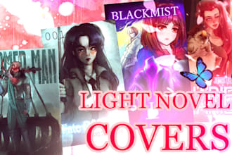 draw an anime style visual novel art or light novel cover