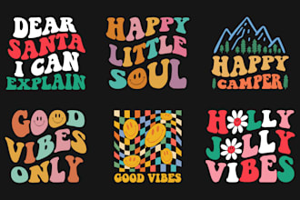 do retro wavy typography striped logo font svg t shirt