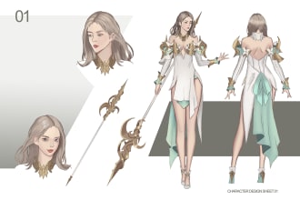draw character design sheet, concept art and illustration