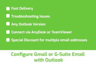 troubleshoot problems or configure gmail or g suite emails with outlook