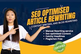do article rewriting, content writing, and blog rewriting