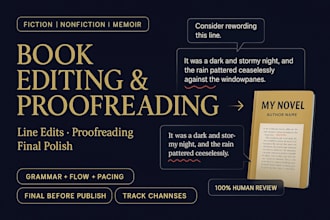 line edit and proofread your book, your book editor