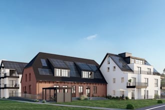 do exterior design, sketchup 3d model, 3d rendering of a house