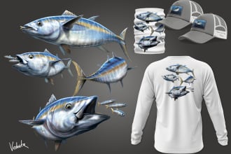 create digital painting art work for your fishing t shirt
