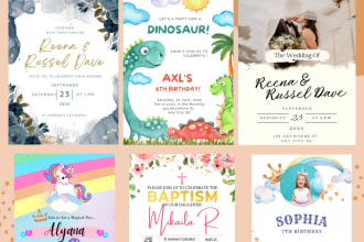 create invitation, flyers, name card, sticker, logo, banner