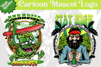 design cartoon cannabis weed trippy style