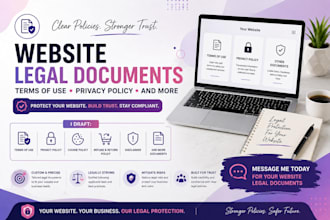 draft website terms of use, privacy policy and other legal documents