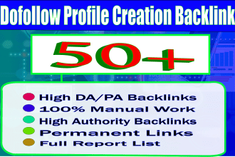 create 50 high da pa full dofollow pr9 profile backlinks