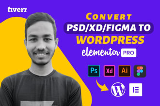 convert figma to wordpress, psd to elementor, xd to elementor by elementor pro