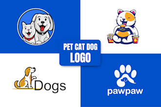 design unique, cute pet, cat, dog, app, animal, gaming, mascot logo