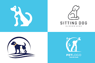 design minimalist, cute pet, cat, dog, animal, mascot logo