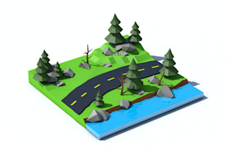 create a low poly scene or environment