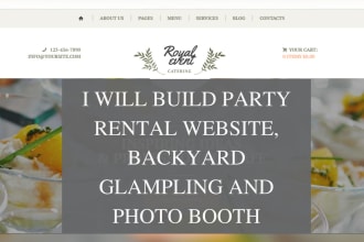 party rental website, backyard glamping, photo booth and design party rental