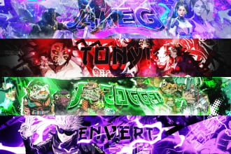 design a pro banner for 2 platforms, gaming or anime style