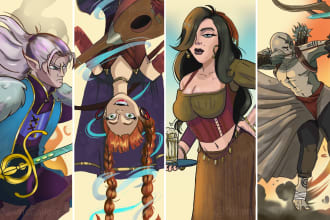 draw a unique role playing game character portrait
