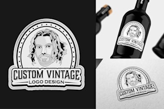 draw custom vintage art, illustration, badge and retro logo