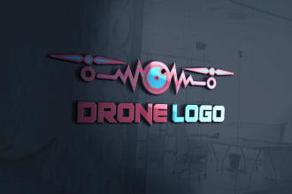 design unique 3d drone camera and photography logo