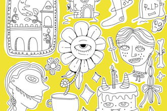 create a doodle style fantasy vector