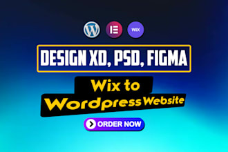 design xd, PSD, figma to wordpress website by elementor pro