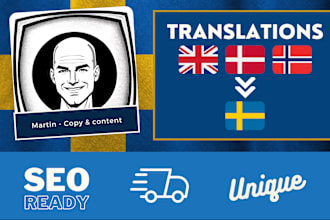 translate content from english, danish and norwegian to swedish