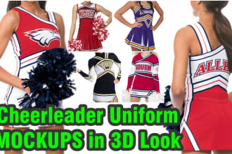create cheerleader uniform mockups in 3d look