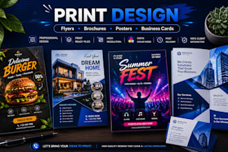design professional flyers, brochures, posters and print materials