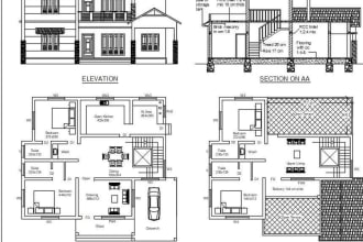 draw architectural floor plan, house plan and 2d floor plan
