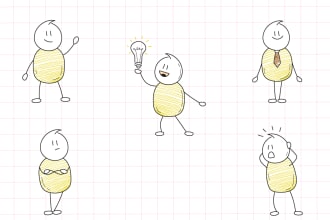 design cool stickman, stick figure, line art and doodles in vector form