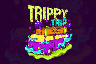 draw trippy psychedelic illustration for your merchandise