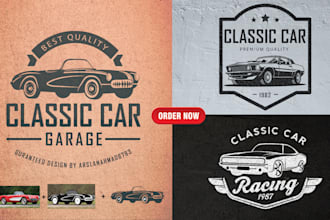 do vintage, automotive, car detailing, and classic car logo design