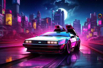create synthwave or retrowave style art for any project using ai