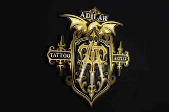 create vintage logo for tattoo studio and barbershop