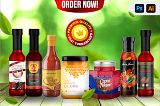 design jar labels, tin labels, spice, sauce bottle labels, or honey labels