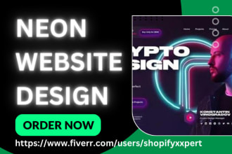 design neon website  shopify store dropshipping light custom neon sign website