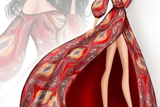 draw  a beautiful fashion illustration for your brand