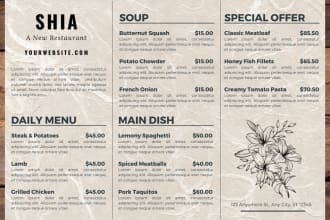 design original sleek luxury menu