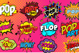 unique logo in 80s chrome and 90s pop art style