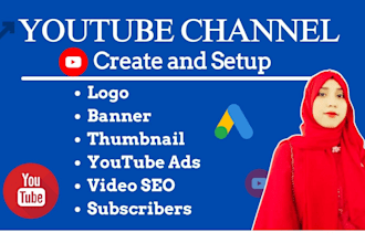 create your youtube channel with logo, banner, thumbnails