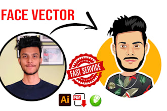 draw face portrait or face vector or face logo cartoon or face illustration