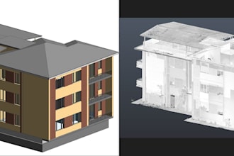 provide revit bim model and 2d drawings from point cloud scan