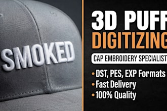 3d puff embroidery digitizing for hats fast delivery