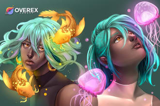 create a semi realistic character, illustration or portrait