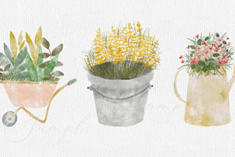 create watercolor illustrations for stickers and cliparts