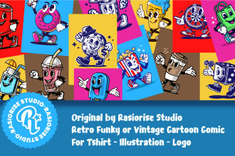 create retro vintage custom cartoon illustration