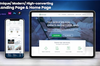 create unique and professional landing page and home page